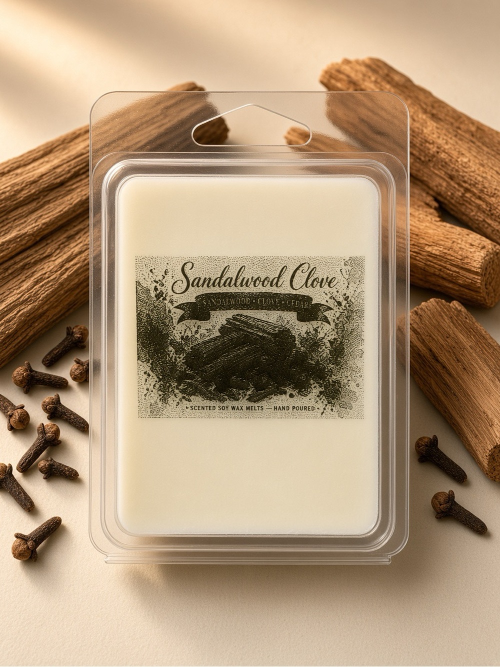 Sandalwood Clove Soy Wax Melts | Hand Poured | Cedar Wood Spice